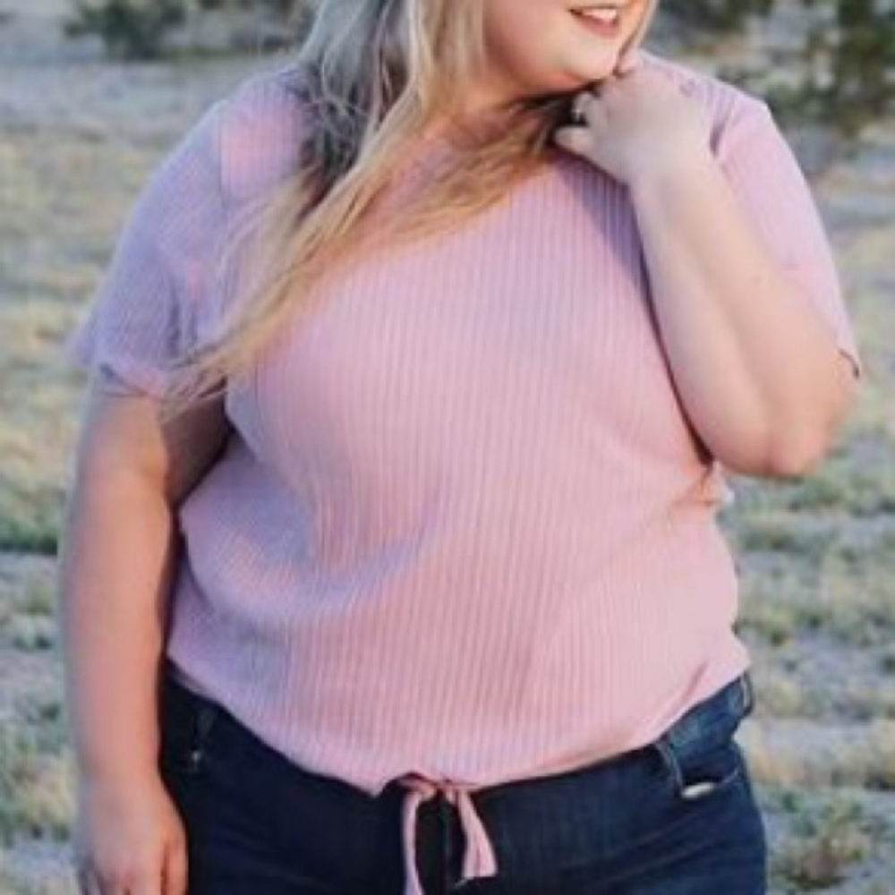 Blush Pink Ribbed Tie Top ✨ Plus Size